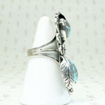 Icy Blue Turquoise & Silver Long Navajo Ring