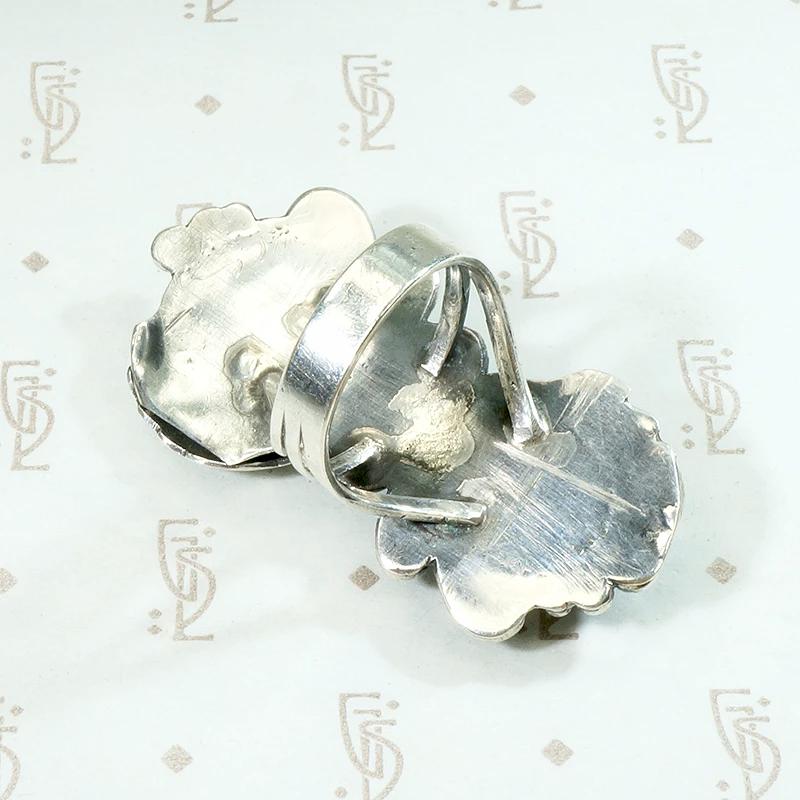 Icy Blue Turquoise & Silver Long Navajo Ring