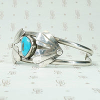 Silver & Turquoise Cuff with Applied Maple Seeds