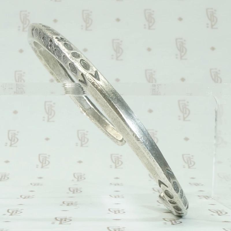 Navajo Slim Silver Cuff with Rocker Designs