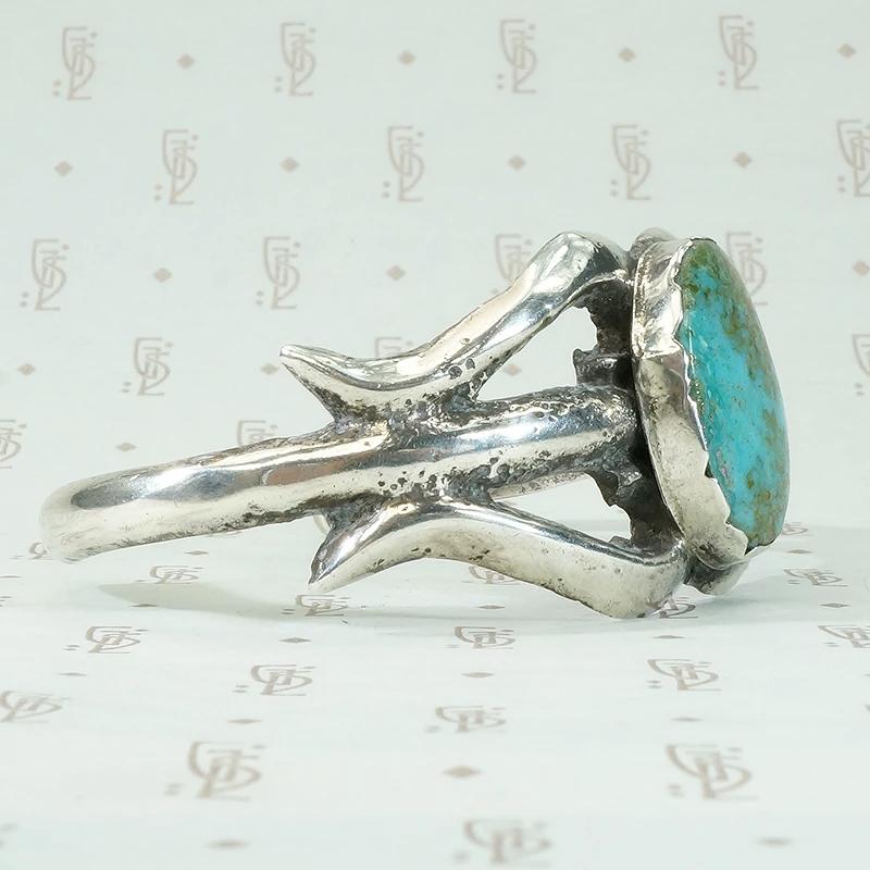 Mesmeric Turquoise in Sand Cast Silver Cuff