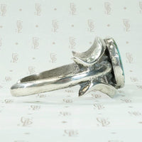 Mesmeric Turquoise in Sand Cast Silver Cuff