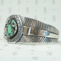 Silver Cuff with Turquoise, Overlay & Engraving