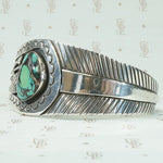 Silver Cuff with Turquoise, Overlay & Engraving