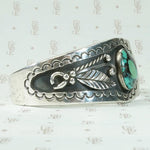 Silver Cuff with Turquoise, Overlay & Engraving