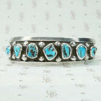 Kingman Turquoise Navajo Coin Silver Cuff