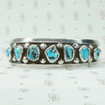 Kingman Turquoise Navajo Coin Silver Cuff