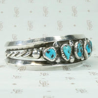 Kingman Turquoise Navajo Coin Silver Cuff