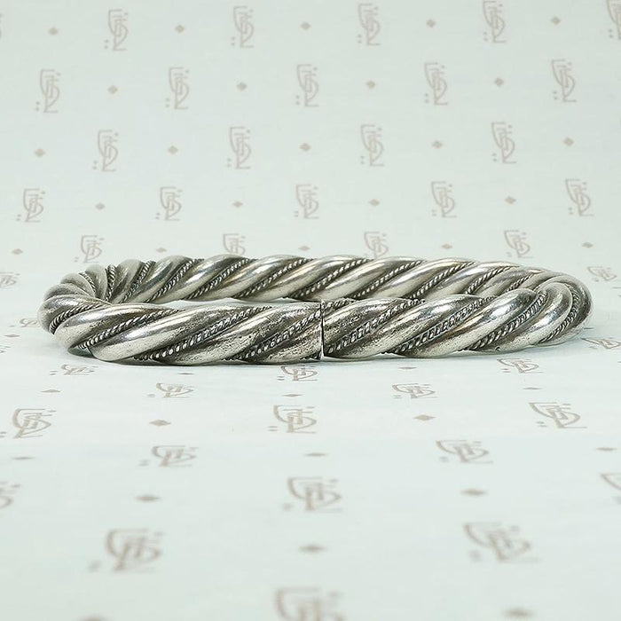 High Grade Silver Twist "D" Bangle Bracelet