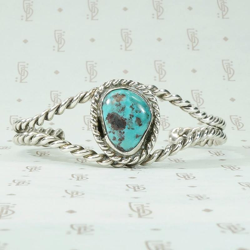 Turquoise & Twisted Sterling Silver Cuff Bracelet