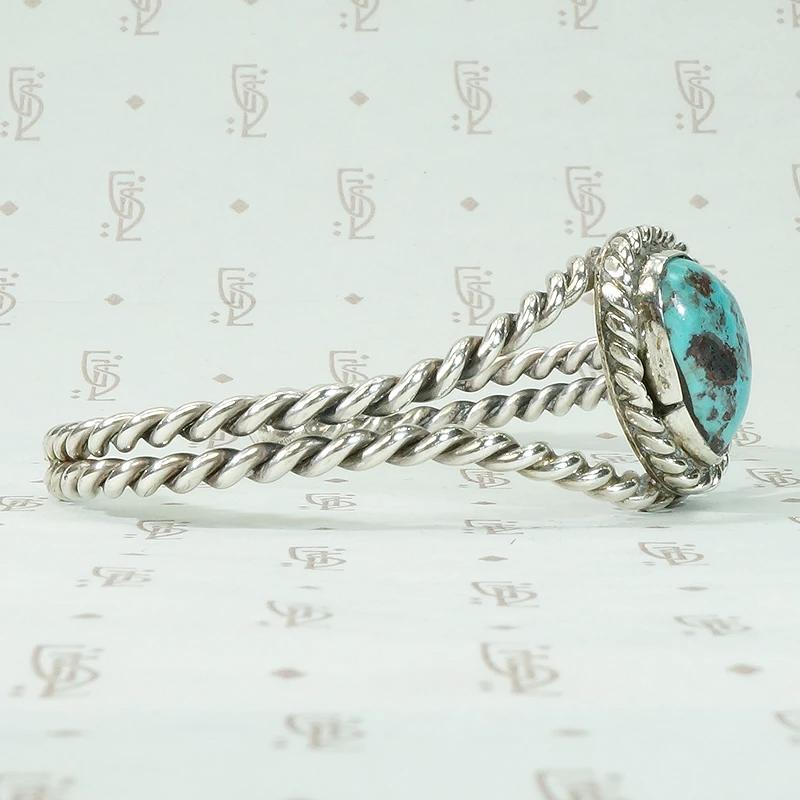 Turquoise & Twisted Sterling Silver Cuff Bracelet