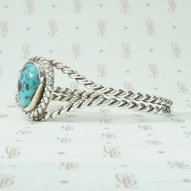 Turquoise & Twisted Sterling Silver Cuff Bracelet
