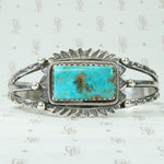 Coin Silver & Turquoise Cuff with Exquisite Details