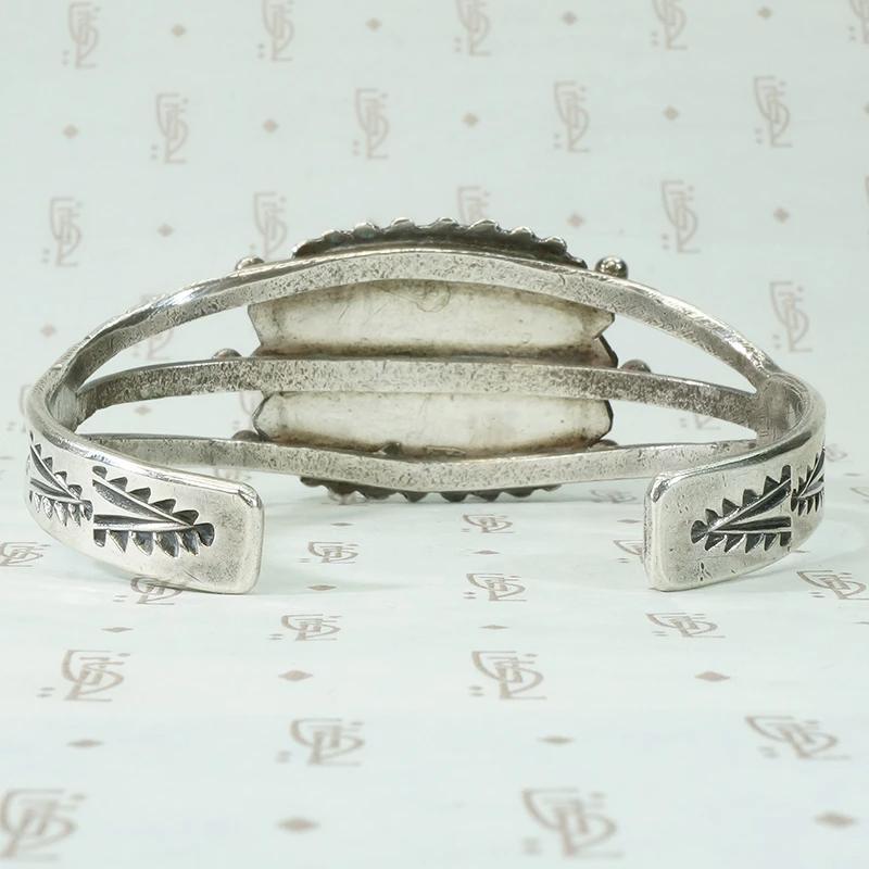 Coin Silver & Turquoise Cuff with Exquisite Details