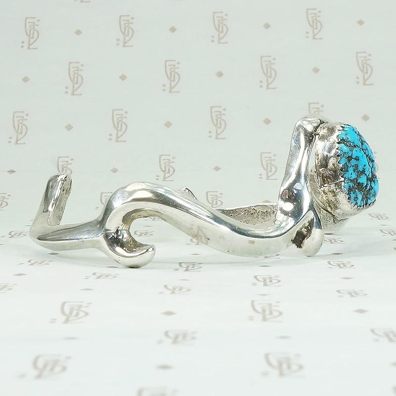 Silver & Turquoise Cuff with Romantic Flourish