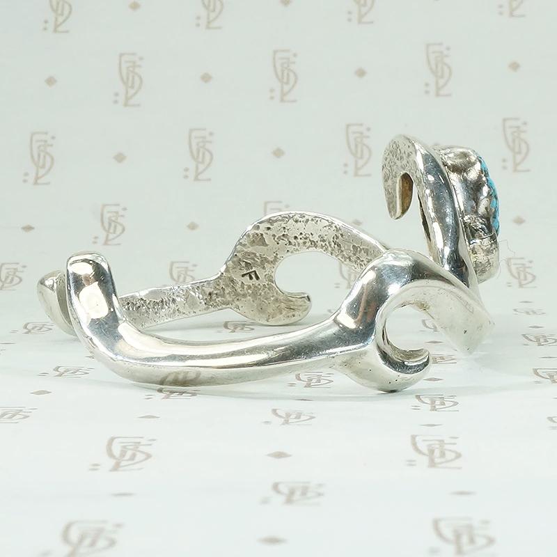 Silver & Turquoise Cuff with Romantic Flourish