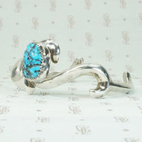 Silver & Turquoise Cuff with Romantic Flourish