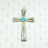 Sand Cast Silver Cross with Kingman Turquoise