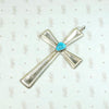 Sand Cast Silver Cross with Kingman Turquoise