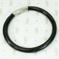 Small Black Lacquer Chinese Bangle with Silver Band