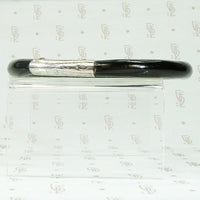 Small Black Lacquer Chinese Bangle with Silver Band