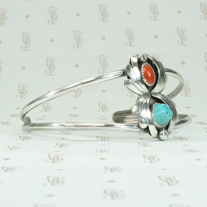 Light Weight Cuff with Colored Stones & Silver Appliqué