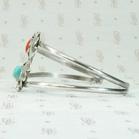 Light Weight Cuff with Colored Stones & Silver Appliqué