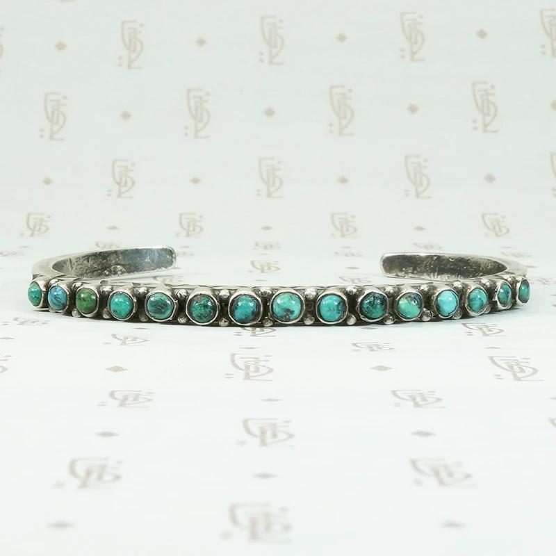 Slim Petit Point Turquoise Cuff with Rocker Designs