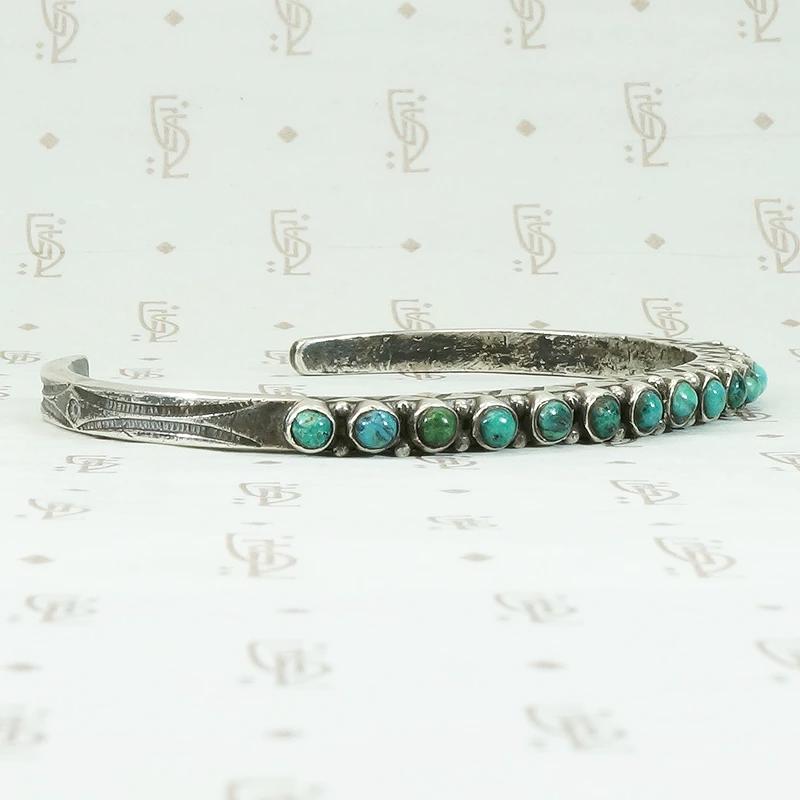 Slim Petit Point Turquoise Cuff with Rocker Designs