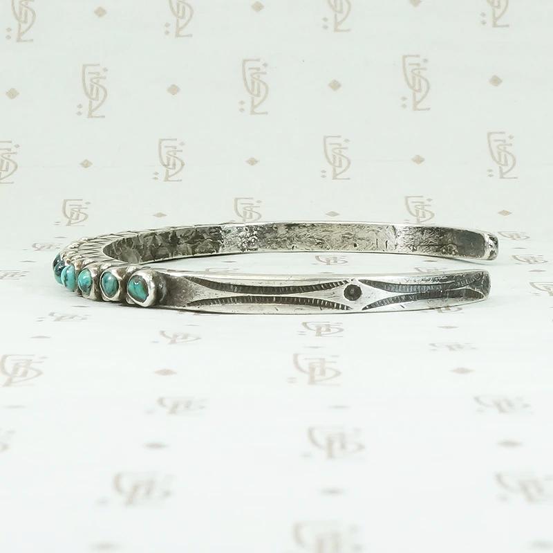 Slim Petit Point Turquoise Cuff with Rocker Designs