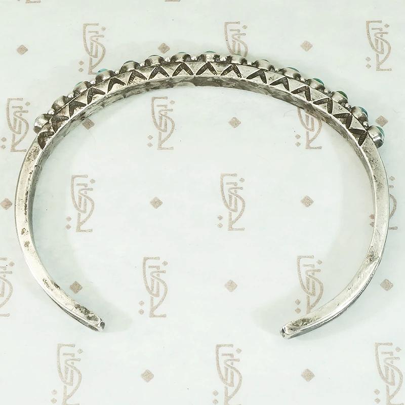 Slim Petit Point Turquoise Cuff with Rocker Designs
