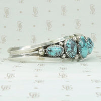 Dramatic Black Webbed Turquoise Silver Cuff
