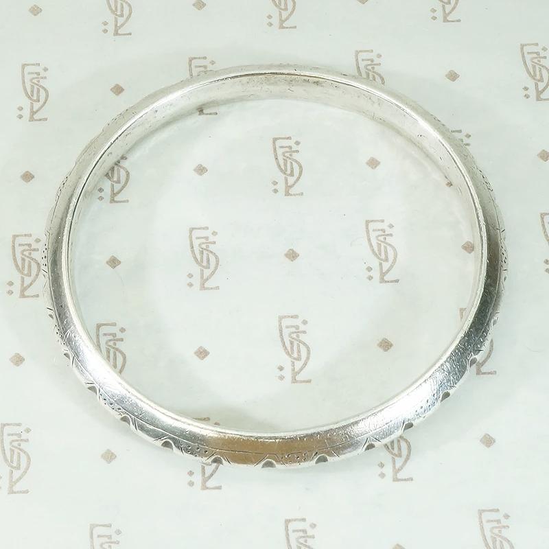 Heavy Coin Silver Bangle Bracelet in Small Size