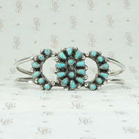 Petit Point Turquoise & Silver Cuff with Lunar Pattern