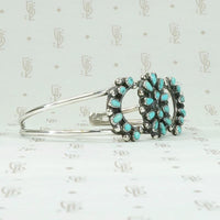 Petit Point Turquoise & Silver Cuff with Lunar Pattern