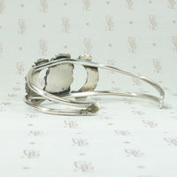 Petit Point Turquoise & Silver Cuff with Lunar Pattern