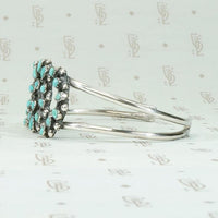 Petit Point Turquoise & Silver Cuff with Lunar Pattern