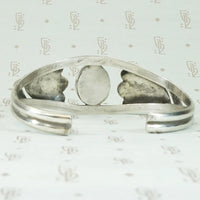 Kingman Turquoise Navajo Cuff with Stamped Silver Appliqué