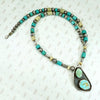 Breathtaking Blue Turquoise & Green Horn Necklace