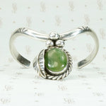Glossy Green Jade  & Sterling Silver Cuff Bracelet