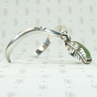 Glossy Green Jade  & Sterling Silver Cuff Bracelet