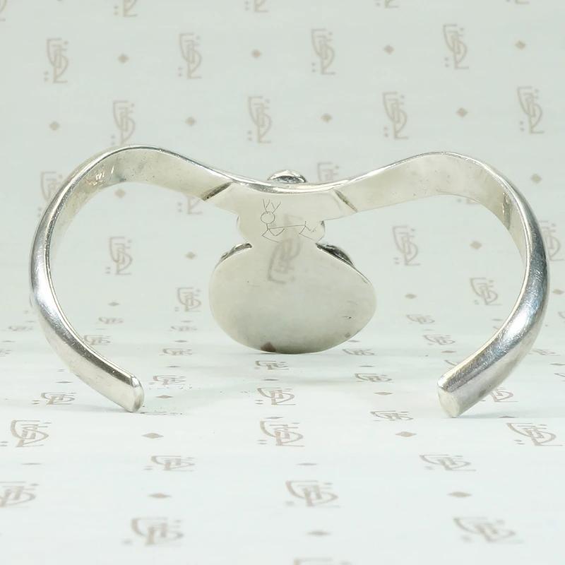 Glossy Green Jade  & Sterling Silver Cuff Bracelet