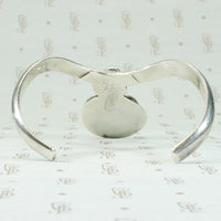 Glossy Green Jade  & Sterling Silver Cuff Bracelet