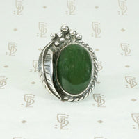 Mossy Green Jade & Sterling Silver Ring
