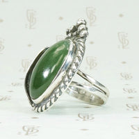 Mossy Green Jade & Sterling Silver Ring