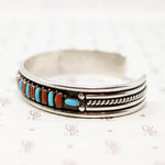Zuni Needle Point Silver Cuff Signed E. L. Lonasee