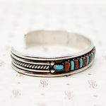 Zuni Needle Point Silver Cuff Signed E. L. Lonasee