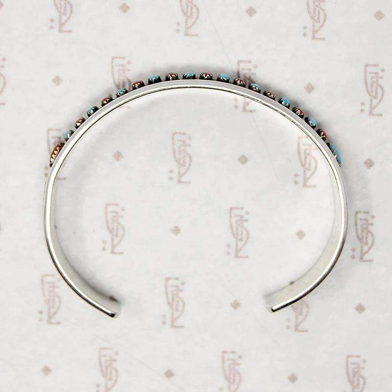 Zuni Needle Point Silver Cuff Signed E. L. Lonasee