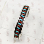 Zuni Needle Point Silver Cuff Signed E. L. Lonasee