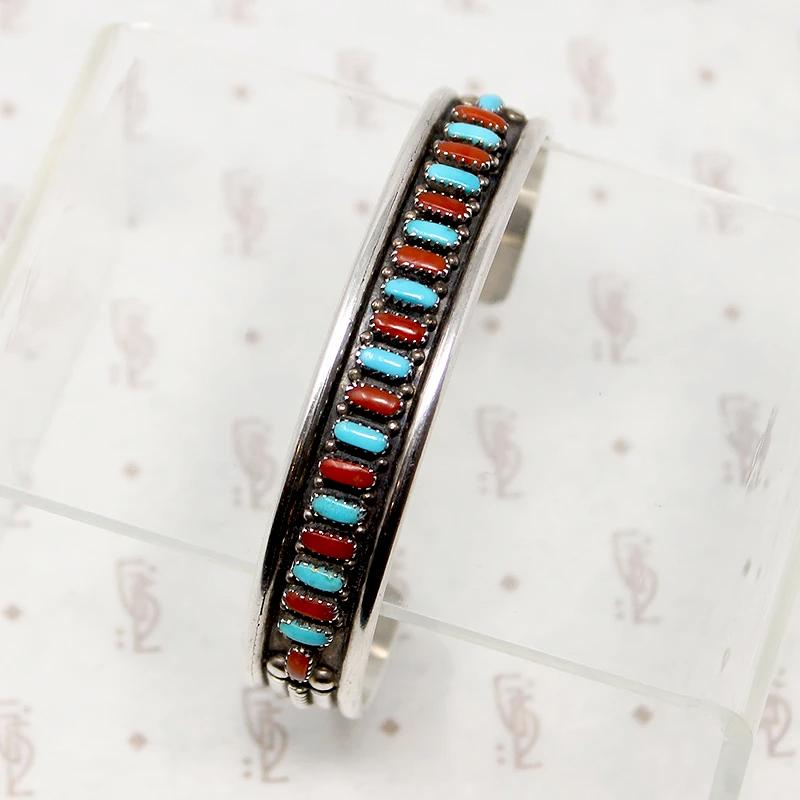 Zuni Needle Point Silver Cuff Signed E. L. Lonasee